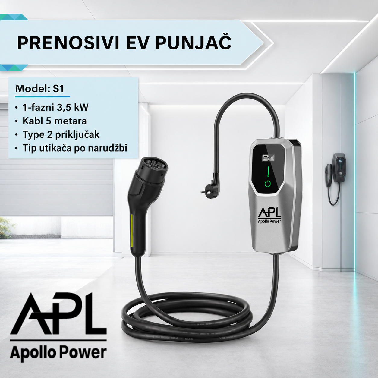 APL S1 prenosivi EV punjač 3.5kW